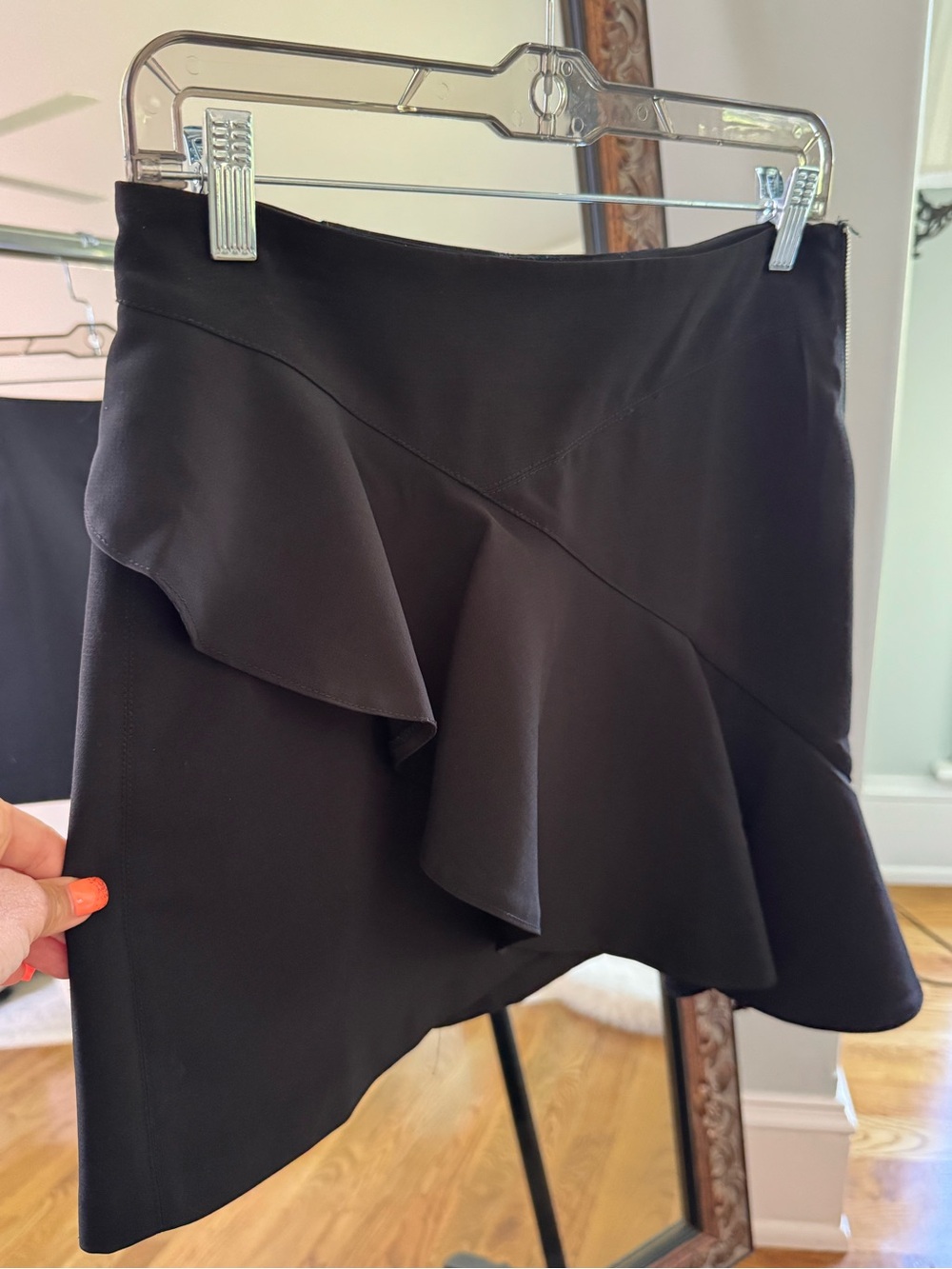English Factory Black Asymmetrical Ruffle Mini Skirt